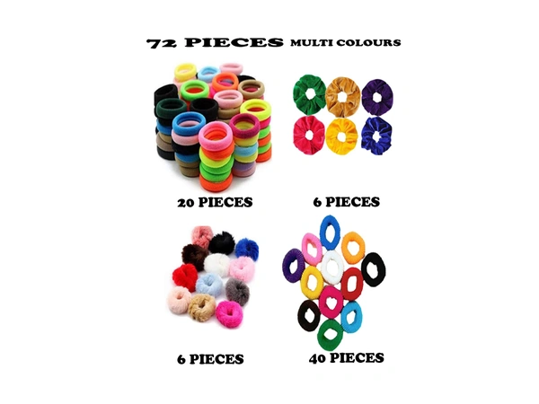 GIRLS AND KIDS HAIR BUN COMBO 72 PIECES - MULTI COLOUR