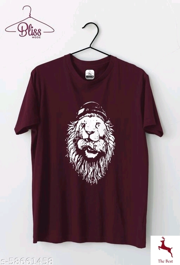 BlisS Mode Men Round Neck T shirt - mehroon, s