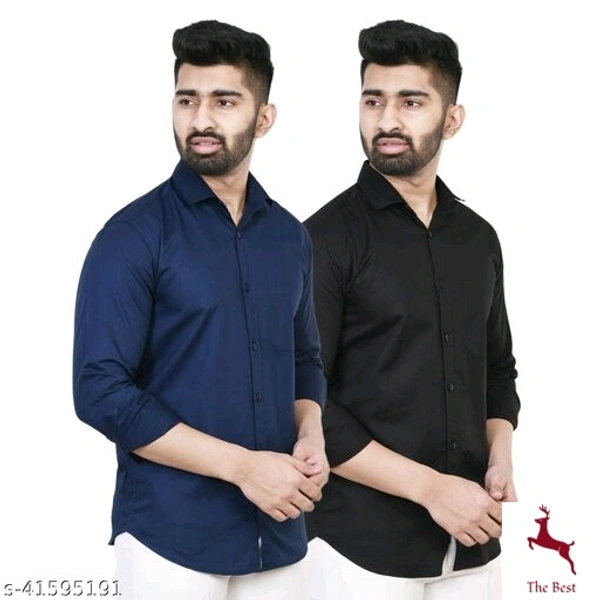 Trendy Modern Men Shirts - blue,white, L