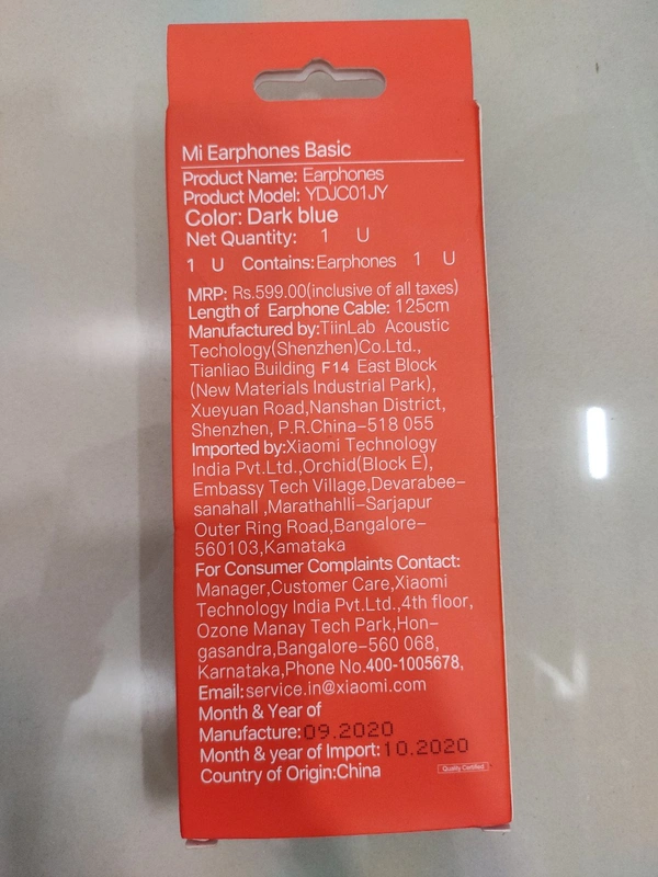 MI EARPHONE BASIC CLONE  - Silver