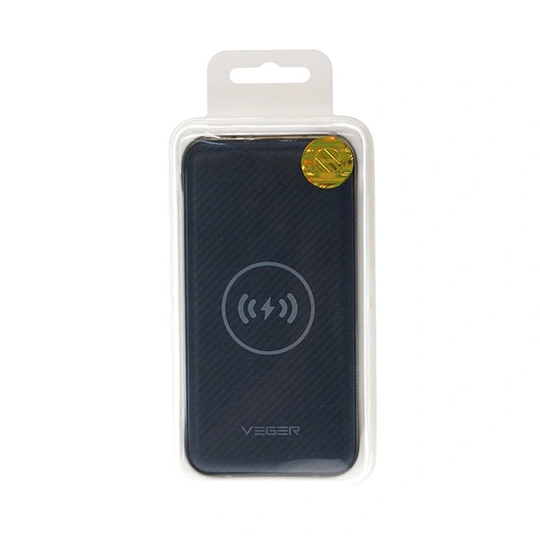 VEGER 10000MAH WIRELESS POWER BANK  - black, 3 MONTHS MOBICARE WARRANTY