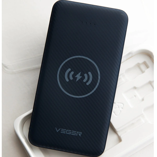 VEGER 10000MAH WIRELESS POWER BANK  - black, 3 MONTHS MOBICARE WARRANTY