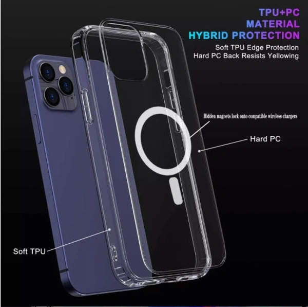 APPLE  Transparent Clear Shockproof Phone Case For IPhone 12&13series MagSafe Protective Cover - IPHONE 13 PRO, CLEAR 