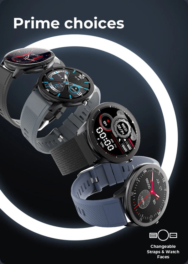 Foxin FOXIN FOXFIT PRIME SMART WATCH  - Phantom Black, 1 YEAR MOBICARE WARRANTY