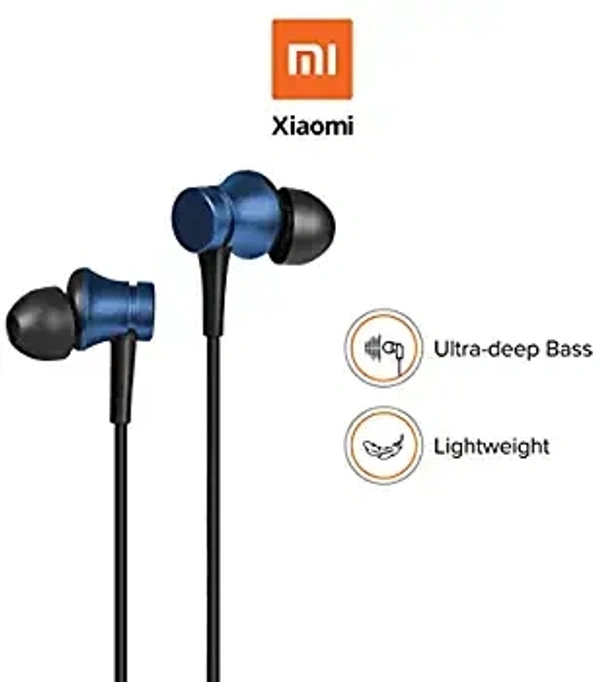 XIAOMI Xiaomi Mi Earphone Basic with Ultra Deep Bass & Aluminum Alloy Sound Chamber Wired in Ear Earphones with Mic (Blue)28%off - Blue, 6 Months Care Warranty