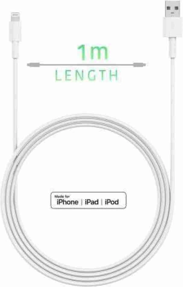 USB Fast Charging Cable Compatible with All iPhone Devices (White) - White