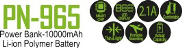 10000 mAh Power Bank Li-ion Polymer Battery PN-965 - 1 Years