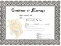 Marriage Certificate - Delivered Within A 10 Working Days From The Date Of Registration. 