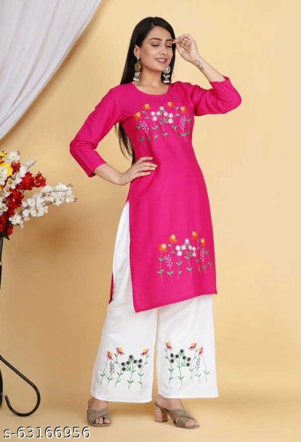 JD KURTIES BLACK COLOUR DOUBLE EMBROIDERY PLAZZO SET - Free Shipping, XL