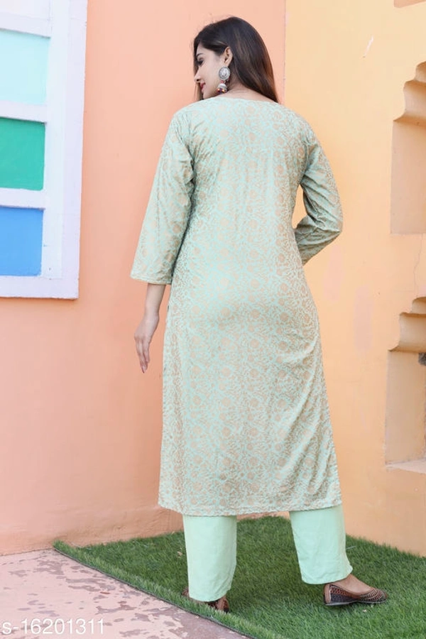 Women Rayon Straight Printed Long Kurti With Palazzos - Free Shipping, XL