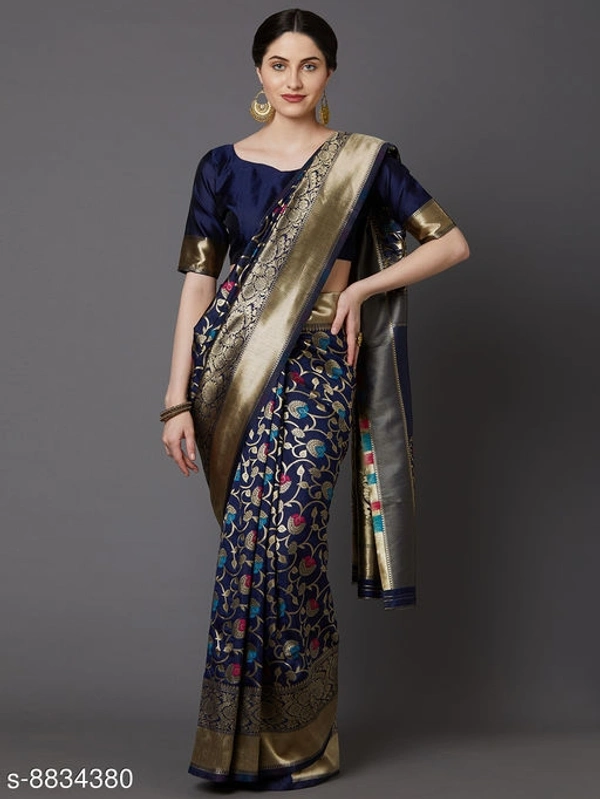 Saree Mall Silk Blend Woven Design Saree - Free Shipping, Free Size