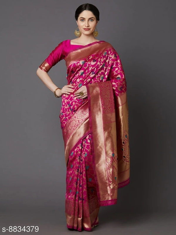 Saree Mall Silk Blend Woven Design Saree - Free Shipping, Free Size