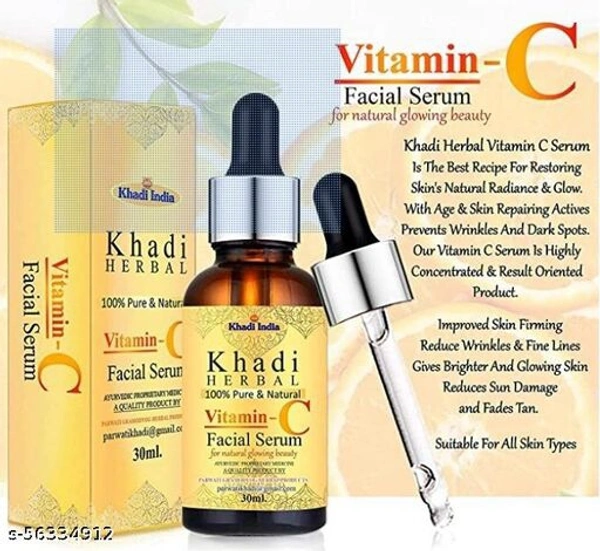KHADI HERBAL FACE GLOWING VITAMIN C SERUM FOR NATURAL BEAUTY 15ML *Product Name: KHADI HERBAL FACE GLOWING VITAMIN C SERUM  - Free Shipping