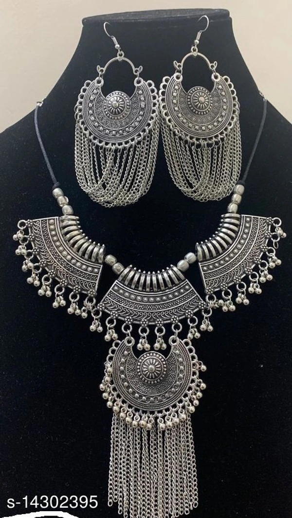 Oxidised silver afghani necklace with earring for women & girls - Free Shipping