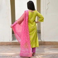 GoSriki Cotton Floral Print Kurta Bottom with Dupatta  - Free Shipping, L