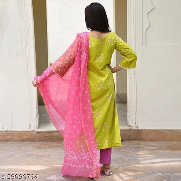 GoSriki Cotton Floral Print Kurta Bottom with Dupatta  - Free Shipping, XXL