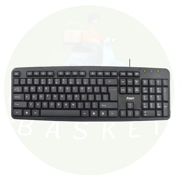 Foxin FKB-102 Plus Full Size Wired USB Keyboard - Black