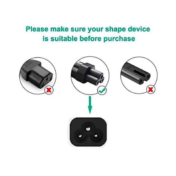 3 Pin AC Laptop Power Cord Cable Notebook Computer Replacement Charger Cord Wire 18AWG Laptop Adapter Power Cable Laptop Charger Power Cord Universal Mickey Mouse Connector Power Cord - Black, 1.5M