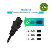 1.5M India Plug IEC Mains Power Cable Cord for Desktop PC, Monitor, SMPS and Printer - Black, 1.5M
