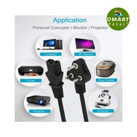 1.5M India Plug IEC Mains Power Cable Cord for Desktop PC, Monitor, SMPS and Printer - Black, 1.5M
