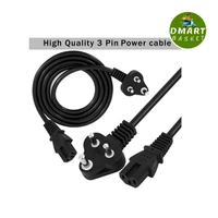 1.5M India Plug IEC Mains Power Cable Cord for Desktop PC, Monitor, SMPS and Printer - Black, 1.5M