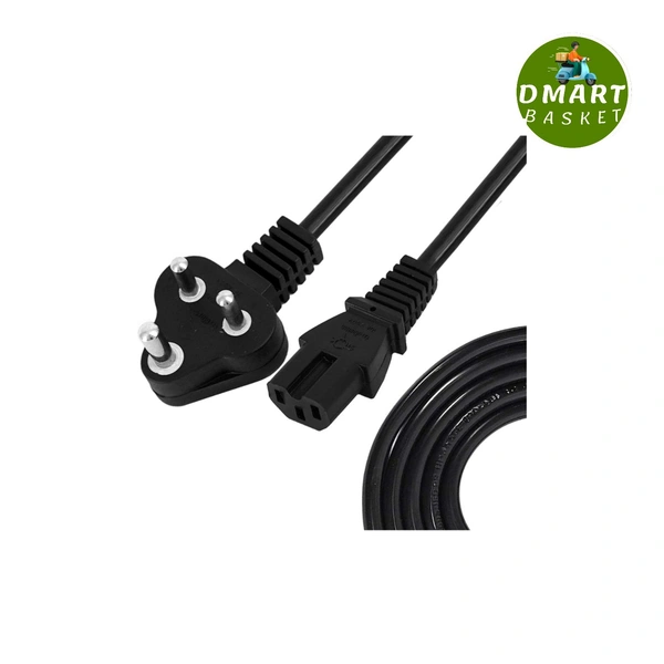 1.5M Normal Mains Power Cable Cord for Desktop PC, Monitor, SMPS and Printer - black, 1.5M