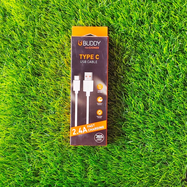 Gionee Buddy Series 2.4A Type-C USB Data Cable - Black, 1M, 12 Months