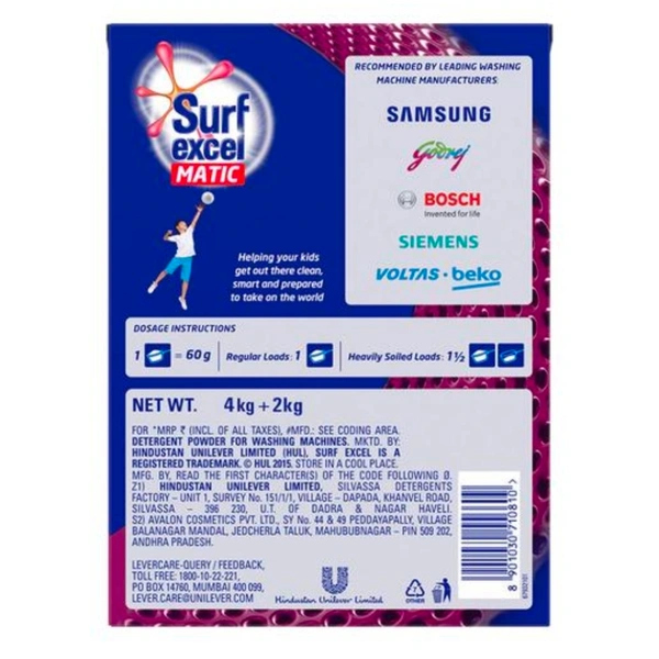 Surf Excel Matic Front Load Detergent Powder - Buy 4KG Get 2KG Free