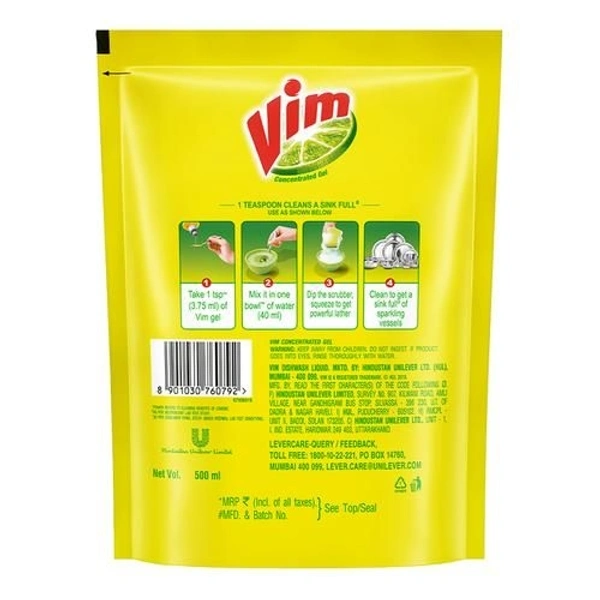 Vim Dishwash Liquid Gel - 500ml