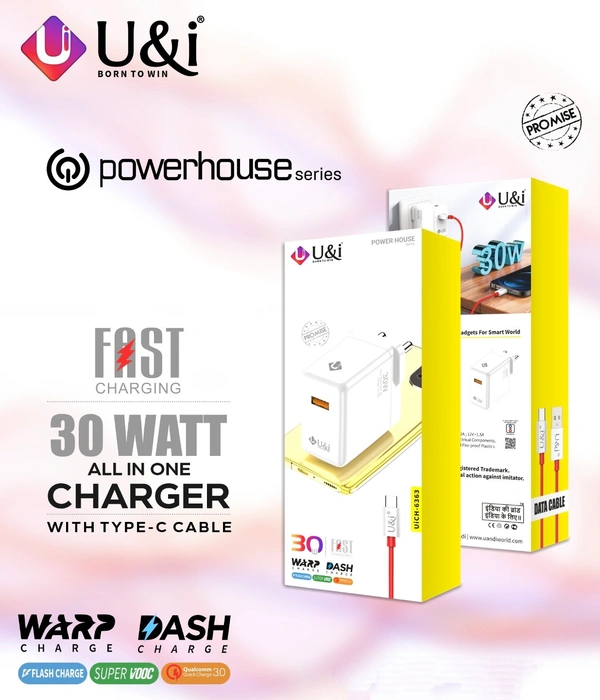 U&i 30 Watt Fast Charger - 6 Month
