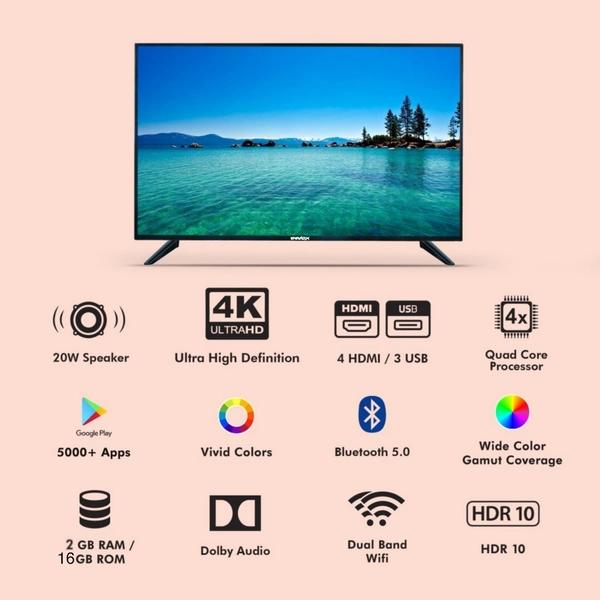 Invox Smart Led TV - 50 Inch, 1 Year Warranty, Glass Panel