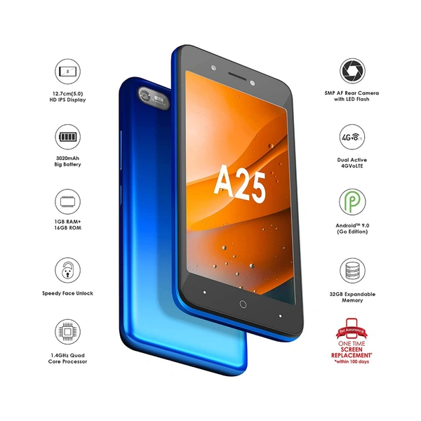 Itel A25 - 1GB 8GB, 1 Year, Gradation Blue