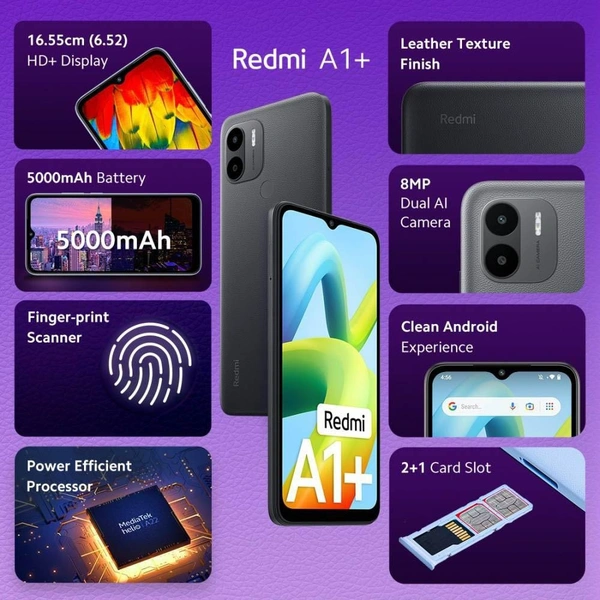 Redmi A1 Plus - Black, 2GB / 32GB, 1 Year