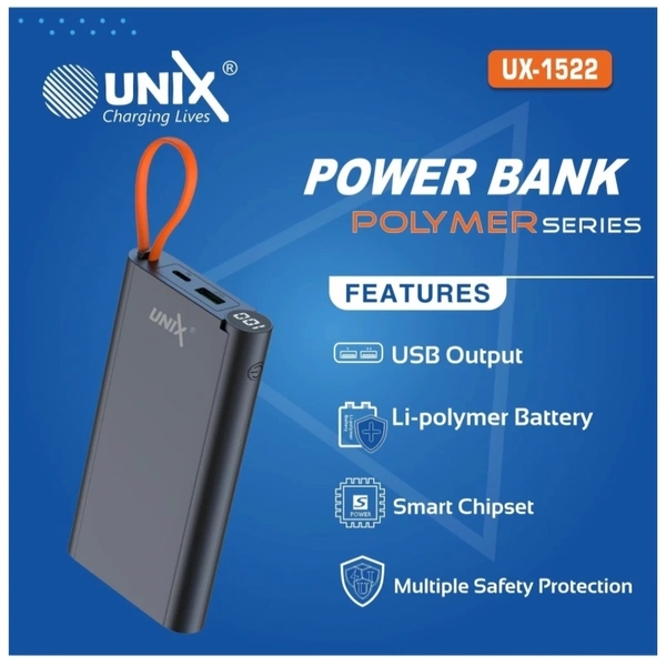 Unix 10000 MAh Power Bank Dual Fast Charging - 6 Month