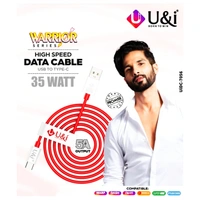 U&i Type-C Warrior Series 35 Watt Fast Charging Data Cable - Red, 1.5 Meter, 180 Days
