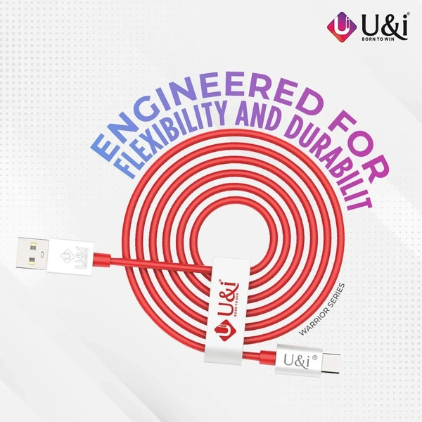 U&i Type-C Warrior Series 35 Watt Fast Charging Data Cable - Red, 1.5 Meter, 180 Days