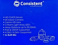 Consistent  4 MP + IP Dome Camera + Night Vision +Mic Indoor IP Camera - 1 Year