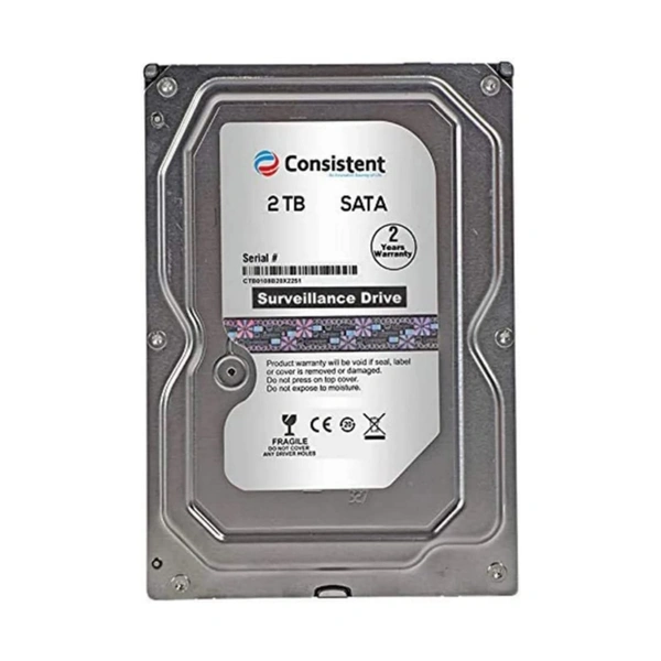 Consistent 2 TB CCTV & Desktop Internal Hard Disk Drive - 2 Year