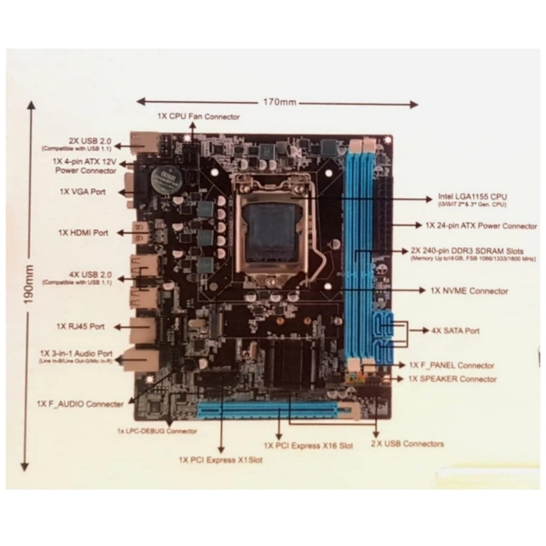 Consistent DDR3 Motherboard CMB-H61 - 1 Year