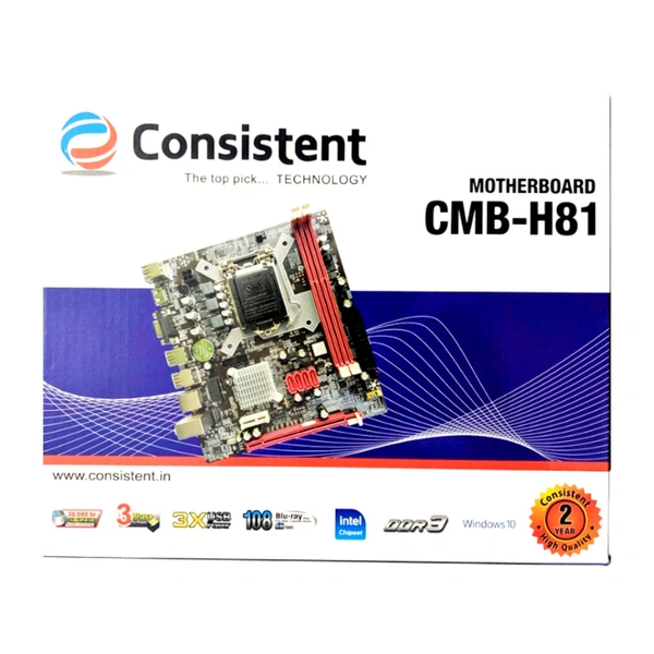 Consistent Desktop H81 Motherboard for Intel 4th Generation Processor with LGA 1150 Socket - 1 Year