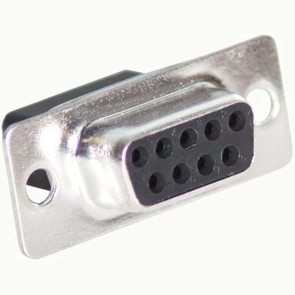 9 Pin D-Sub Connector Female - Imp., St. Pin, Solderable Pin