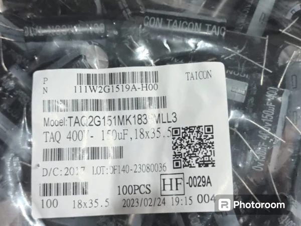 150uf/400v Electrolytic Capacitor - 18*35.5, 105°c, Black, Taicon