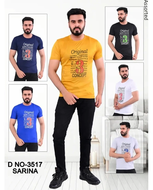 Polyester Printed Regular Fit Round TShirts - L