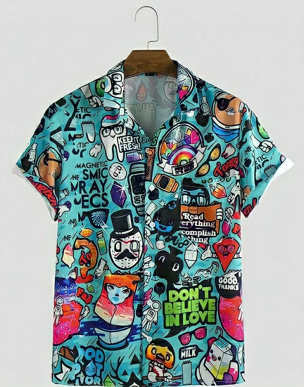 Printed Men's Casual Shirt  - M