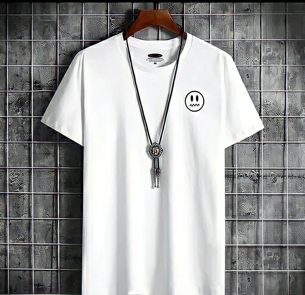 Smiley Black Trendy Tshirt for Men - white, XL