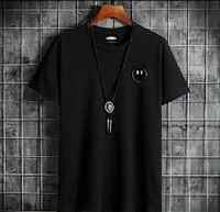 Smiley Black Trendy Tshirt for Men - white, M