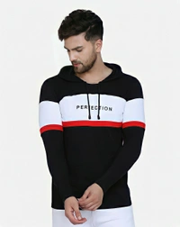 SHAPPHR Color Block Men Hooded Neck - red, L