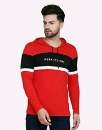 SHAPPHR Color Block Men Hooded Neck - white, XL