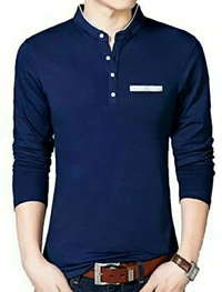 collar and bond pocket cotton t-shirt - red, XL