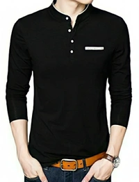 collar and bond pocket cotton t-shirt - red, M